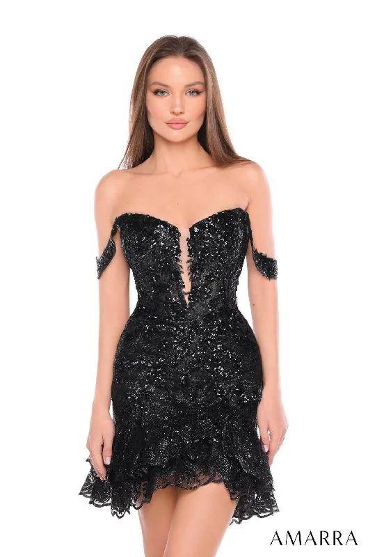 Amarra 88060 Short Fitted Homecoming Sequin Cocktail Dress