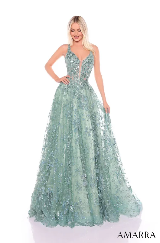 Amarra 88126 Formal Long Floral A Line Prom Dress