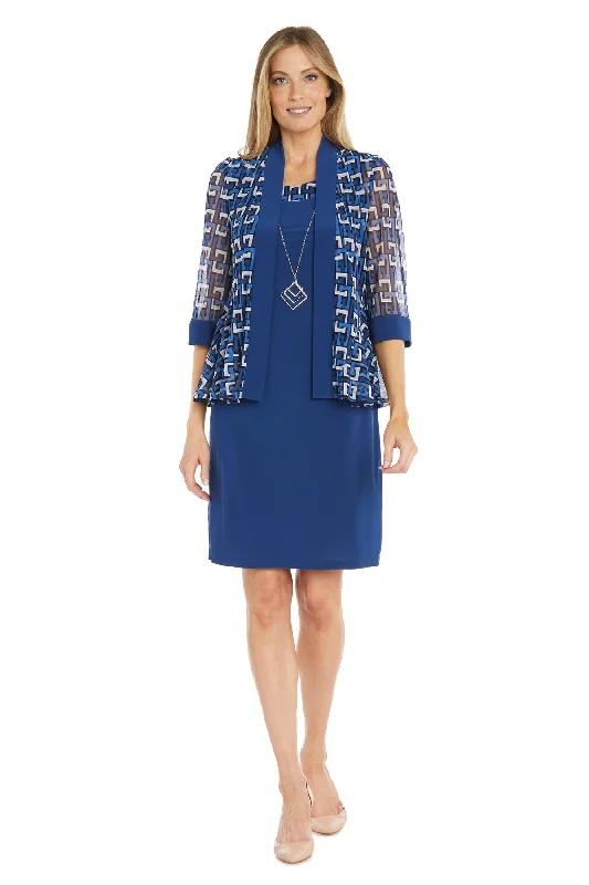 R&M Richards 1169 Mother of the Bride Short Geometric Print Jacket Dress