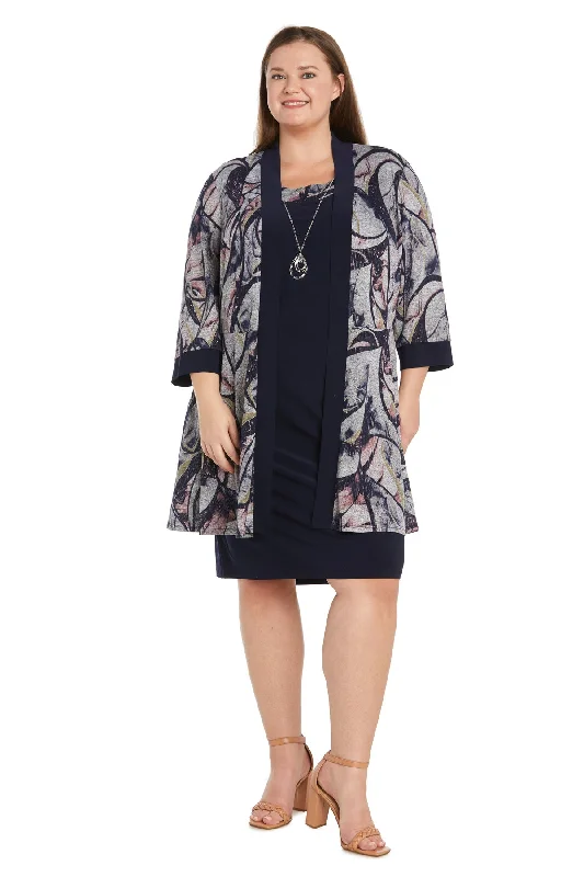 R&M Richards 3243W Short Printed Jacket Mother of the Bride Dress