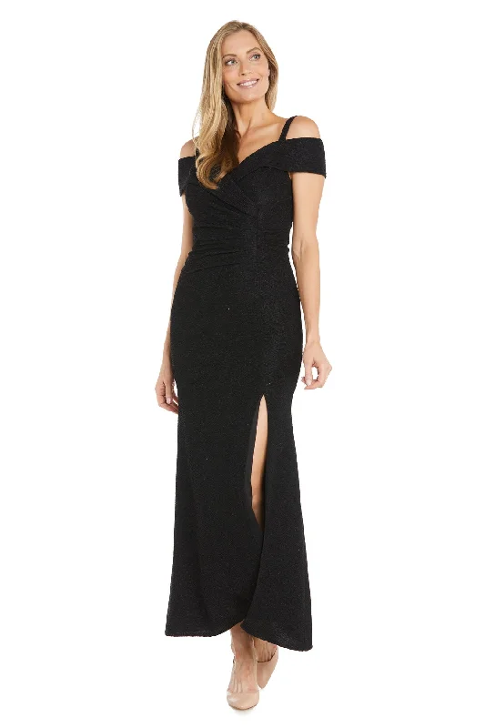 R&M Richards 6199 Long Pleated Glitter Formal Dress