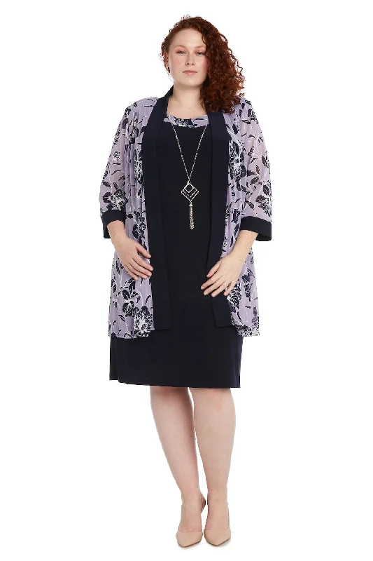 R&M Richards 7843W Plus Size Short Two Piece Printed Jacket Dress