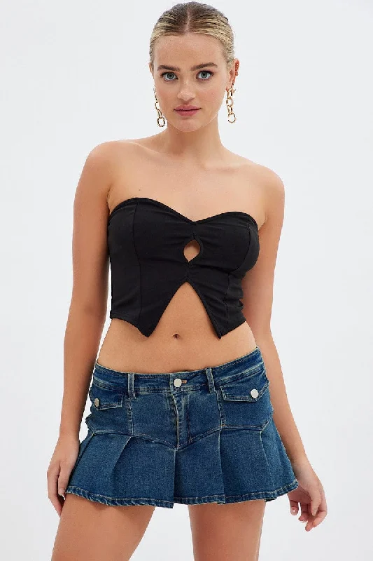 Black Keyhole Bandeau Top Sweetheart