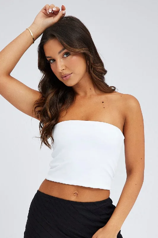 White Bandeau Top