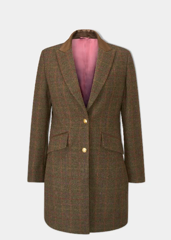 Surrey Ladies Mid-Thigh Tweed Coat In Hemlock - Regular Fit