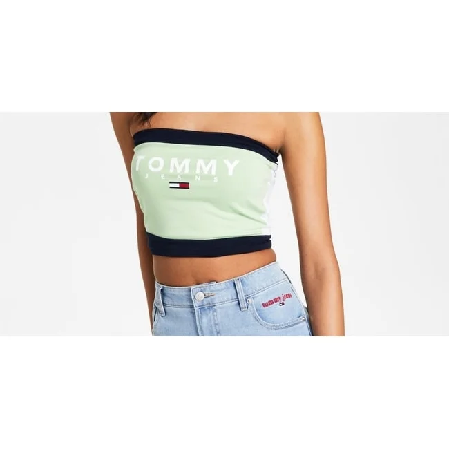 Tommy Jeans Women's Color Block Bandeau Green Size X-Large