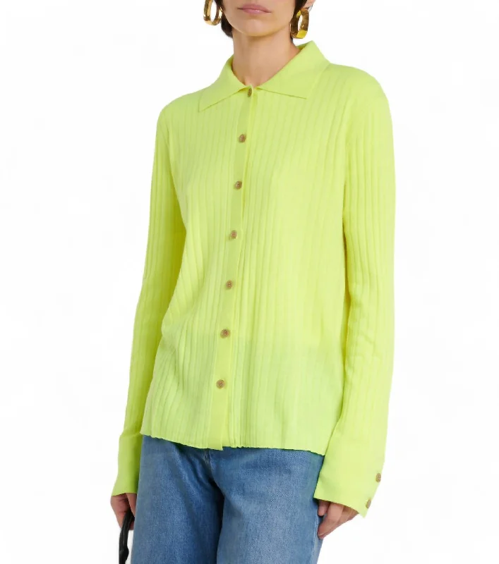 Aria Cardigan Shirt In Neon Citrus