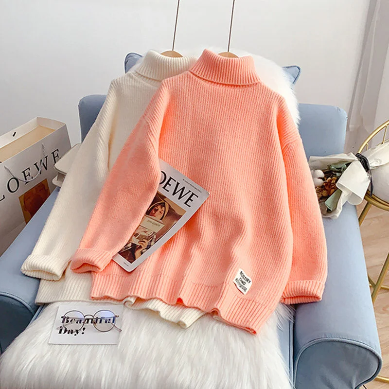 Candy color turtleneck sweater sweater sweater top  5058