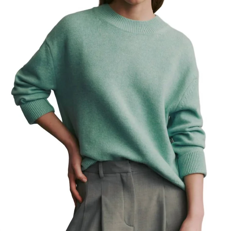 Cashmere Boy Crew Sweater In Aqua