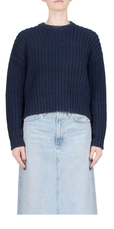 Chunky Boxy Sweater In Navy