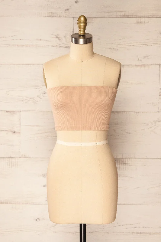 Arcachon Beige | Ribbed Bandeau Top