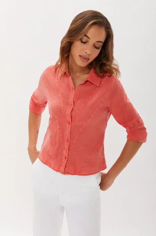 HEPBURN GARMENT DYE WITH SEAMING DETAIL SHIRT