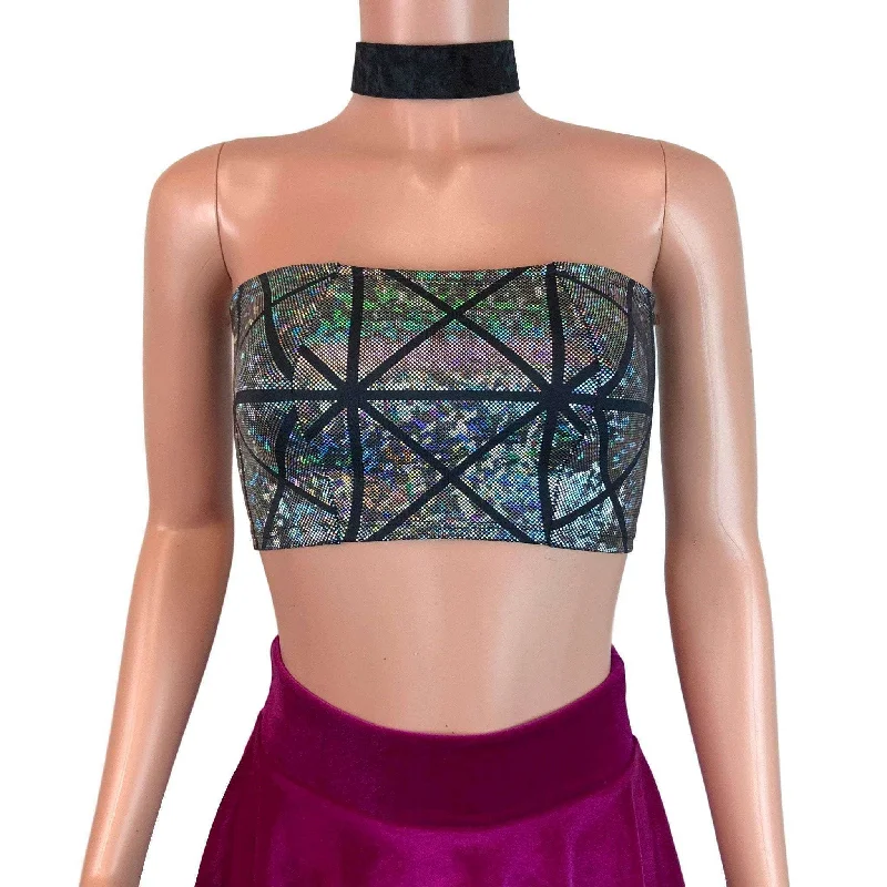 Tube Top Bandeau - Silver Glass Pane Holographic