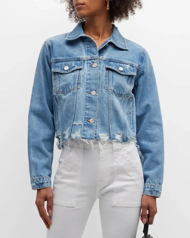 Vintage Cropped Denim Jacket In Blue