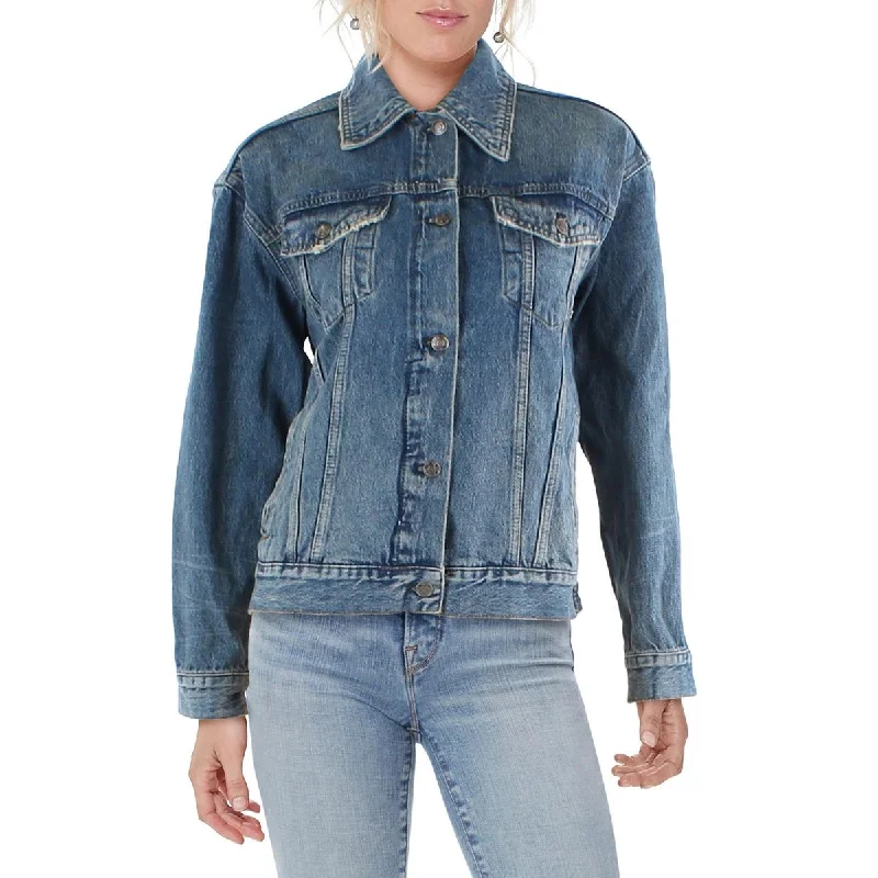 Womens Light Wash Midi Denim Jacket