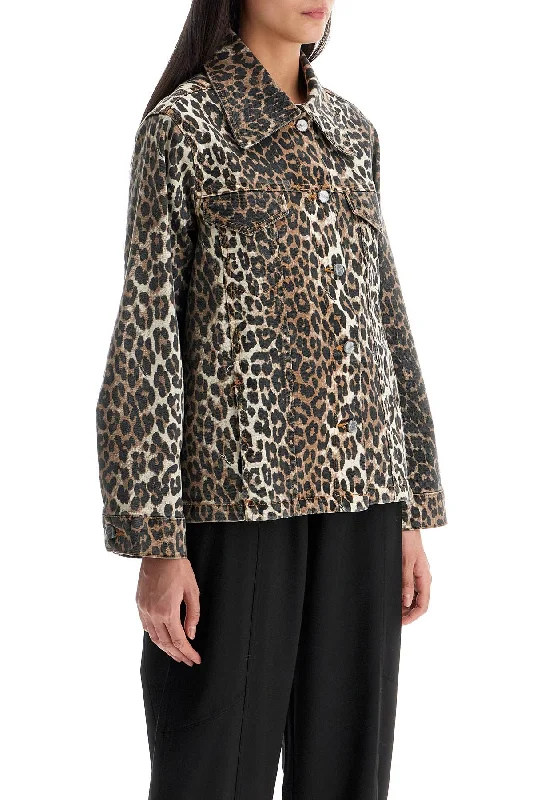 Ganni "leopard Print Denim Jacket"