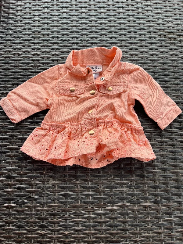 Little Lass Baby Pink denim jacket with ruffle 0-3 Months