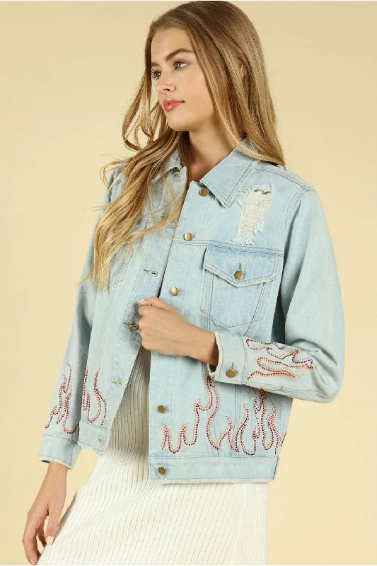 Some Like it Hot Distressed Denim Jacket, Denim