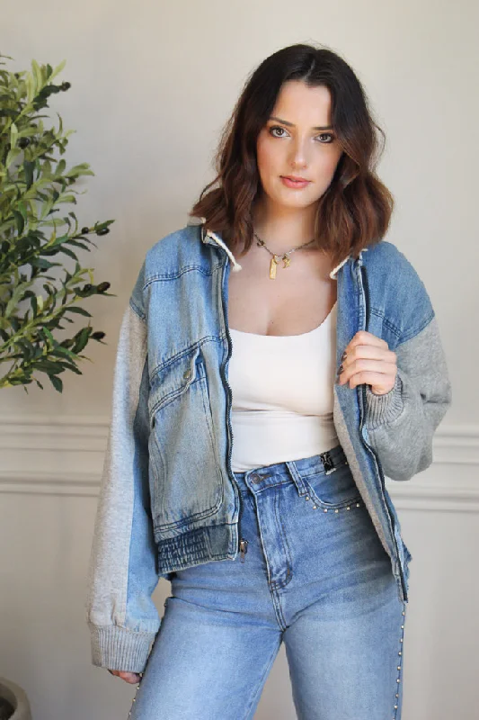 Two Tone Denim & Sweatshirt Jacket