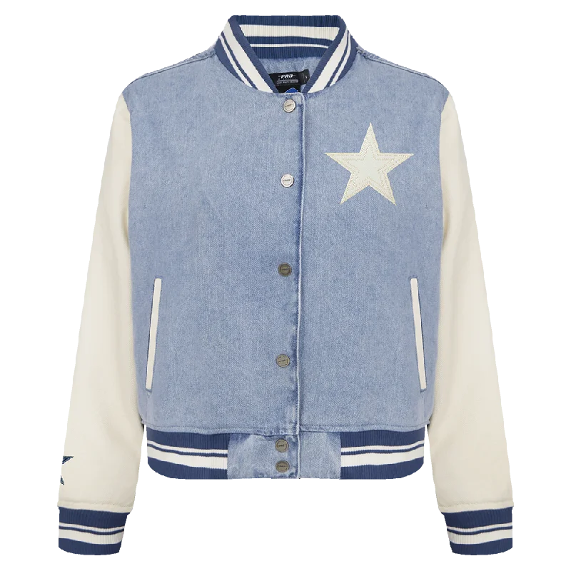 NFL DALLAS COWBOYS VARSITY BLUES WOMEN'S DENIM VARSITY WOMEN'S JACKET (DENIM/LINEN)