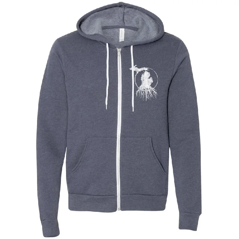 MR101- Rooted Zip Navy Hood