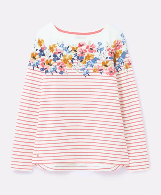 Joules Harbour Print Long Sleeve Jersey Top - Border Stripe