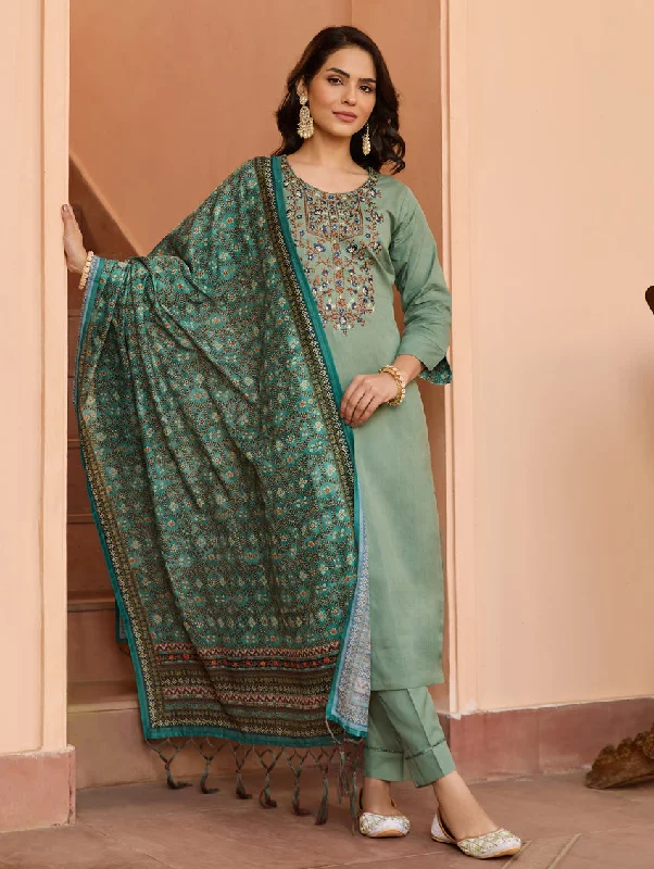 Embroidered Cotton Suit Set 3981