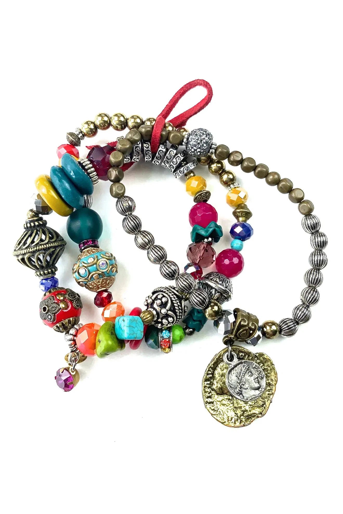 Lost And Found Love Shack Triple Strand Stretch Bracelet Set With Charms