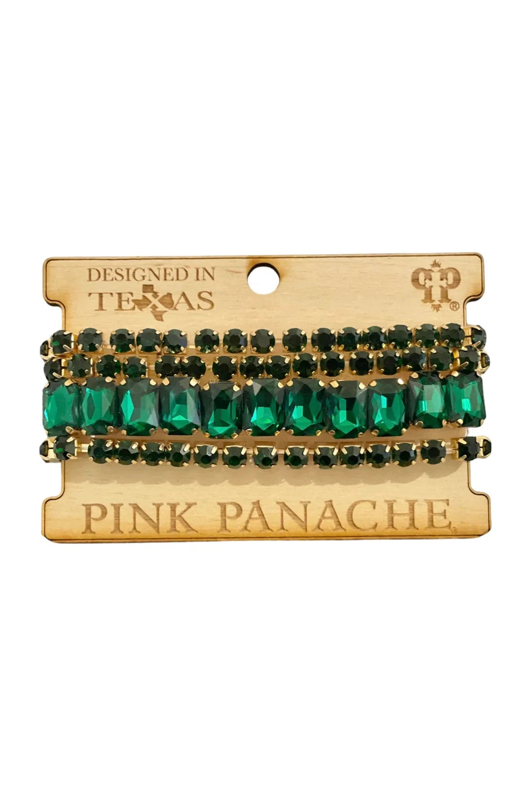 Pink Panache Four Strand Emerald Rhinestone Bracelet Set