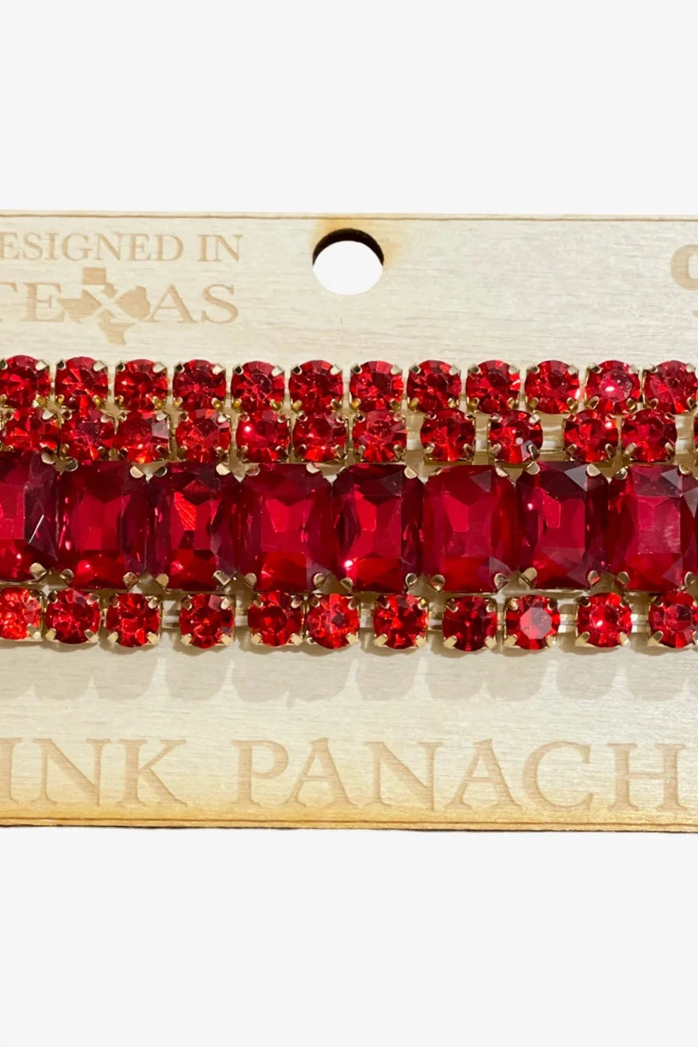 Pink Panache Four Strand Gold And Red Rhinestone Bracelet Set