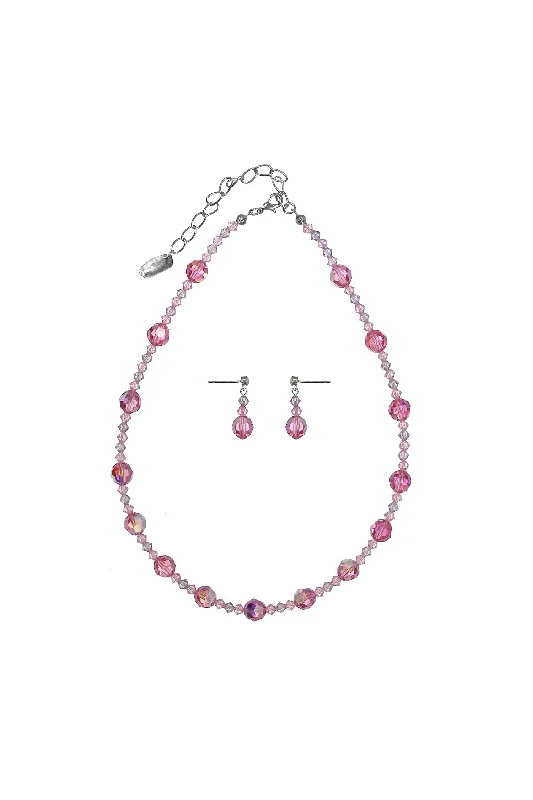 Pink Swarovski Crystal Necklace Set