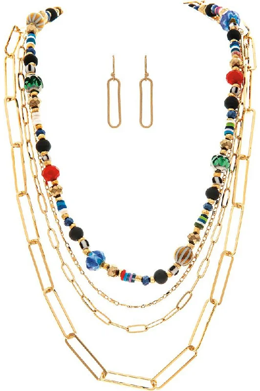 Rain Jewelry Gold Black Multicolored Chain Necklace Set