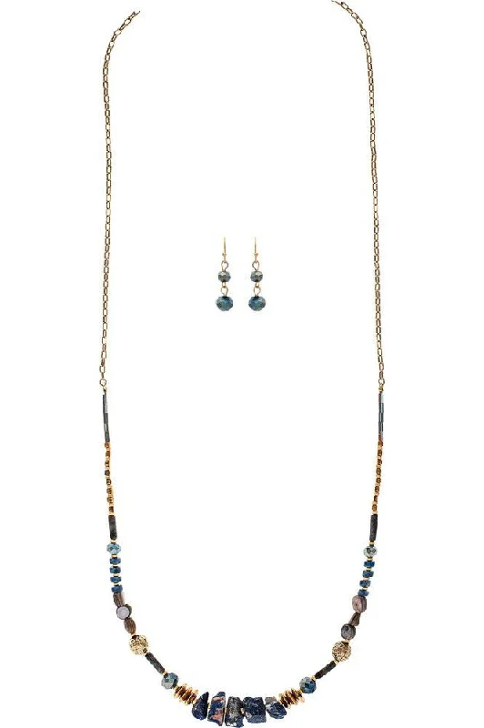 Rain Jewelry Gold Blue Rough Sodalite Beads Necklace Set