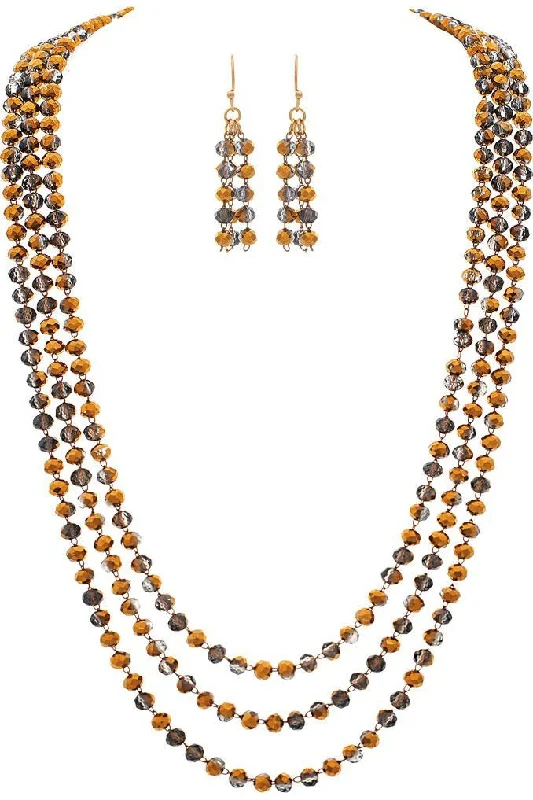 Rain Jewelry Gold Brown Fire Polish Glass Bead Necklace Set