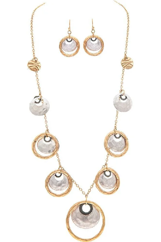 Rain Jewelry Gold Hematite Circles Drops Chain Necklace Set