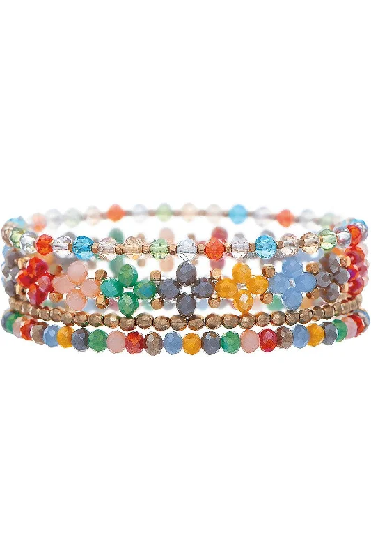 Rain Jewelry Gold Multicolor Flower Bead Bracelet Set