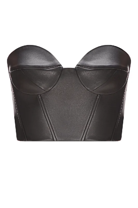 BLACK FAUX LEATHER MINI CORSET